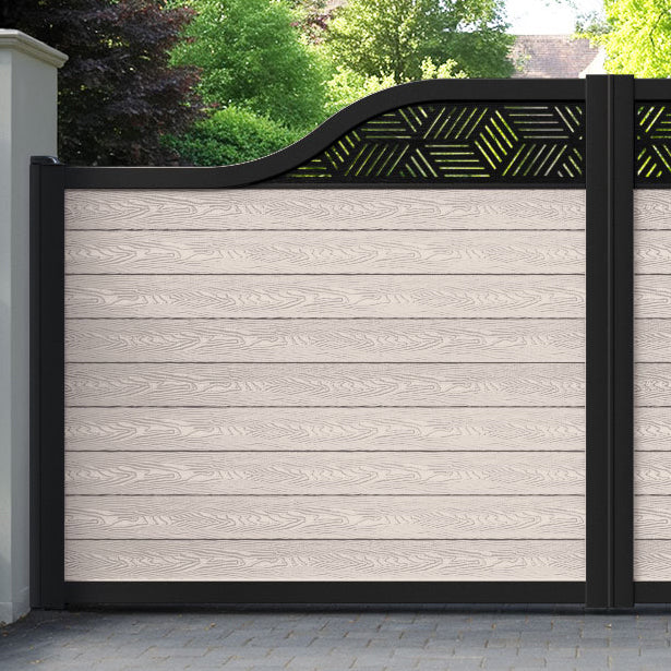 Classic Cubed Curved Top Driveway Gate - Mid Stone - Top Screen
