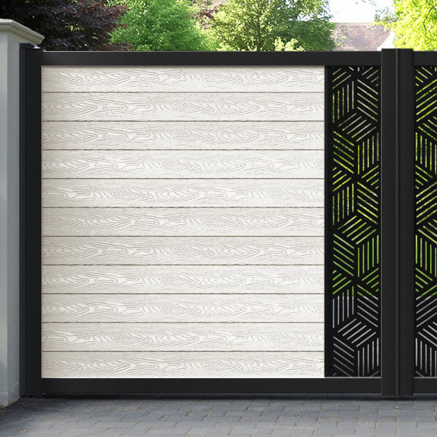 Classic Cubed Straight Top Driveway Gate - Light Stone - Middle Screen
