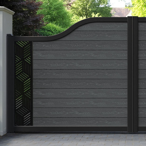 Classic Cubed Curved Top Driveway Gate - Dark Grey - End Screen