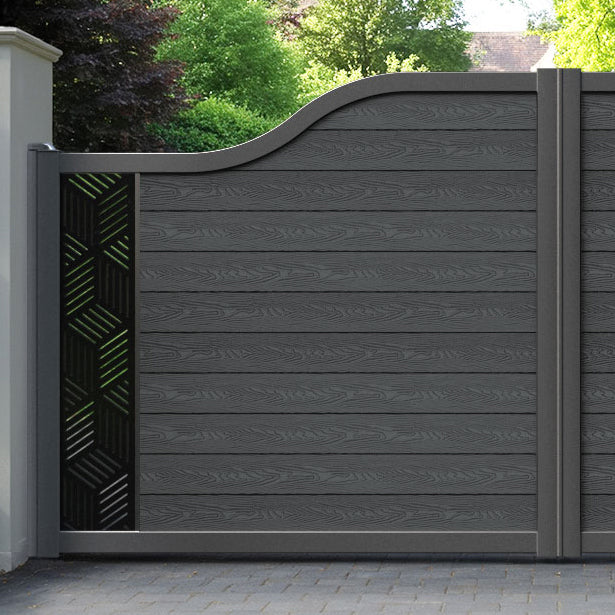 Classic Cubed Curved Top Driveway Gate - Dark Grey - End Screen