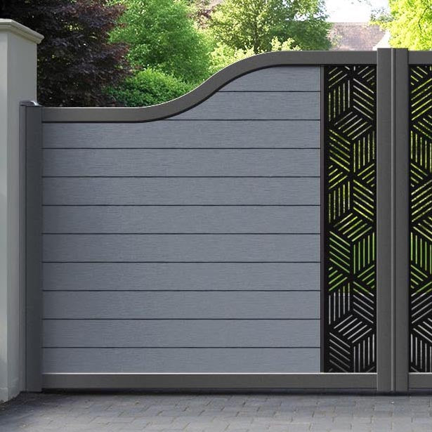 Fusion Cubed Curved Top Driveway Gate - Anthracite - Middle Screen