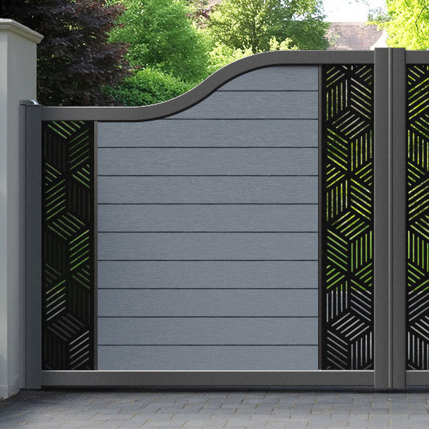 Fusion Cubed Curved Top Driveway Gate - Anthracite - Middle & End Screen