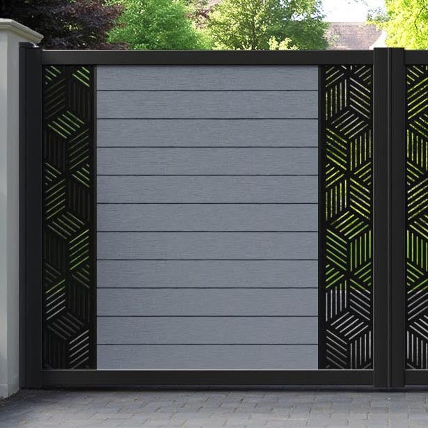 Fusion Cubed Straight Top Driveway Gate - Anthracite - Middle & End Screen