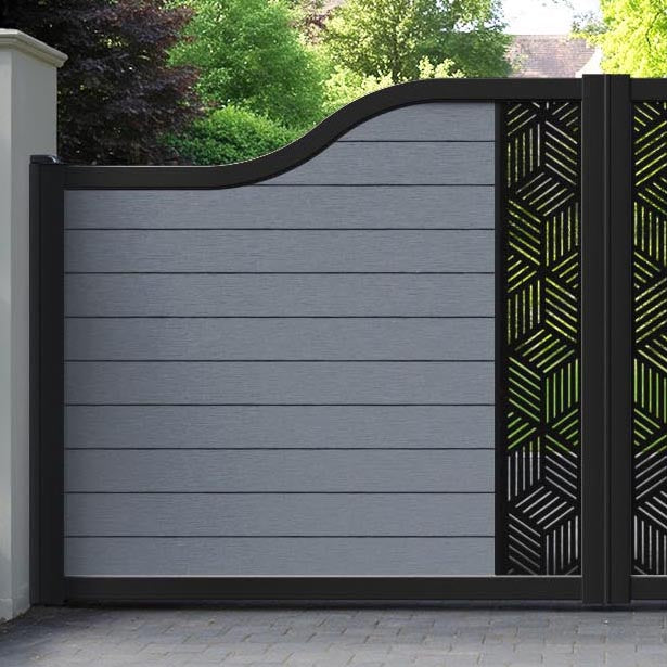 Fusion Cubed Curved Top Driveway Gate - Anthracite - Middle Screen
