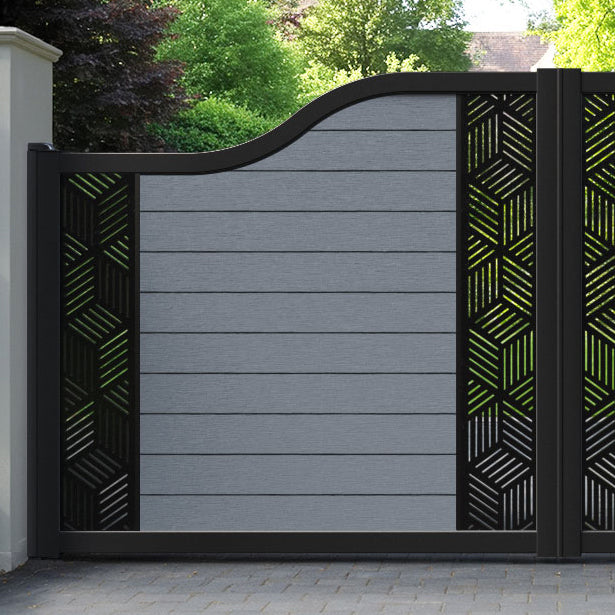Fusion Cubed Curved Top Driveway Gate - Anthracite - Middle & End Screen