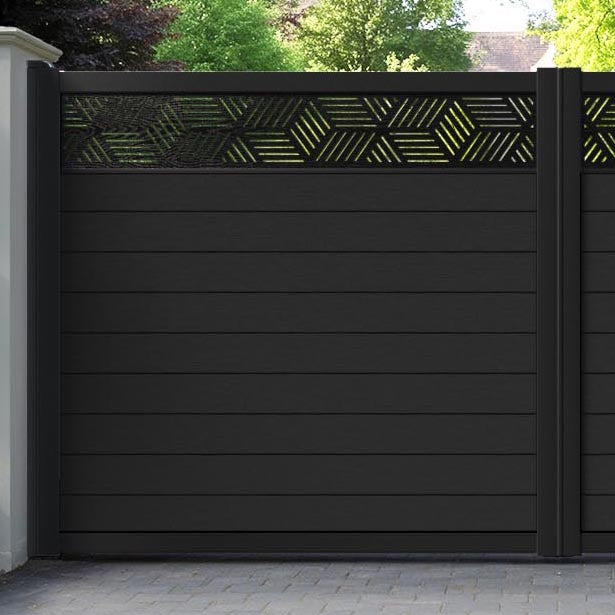 Fusion Cubed Straight Top Driveway Gate - Black - Top Screen