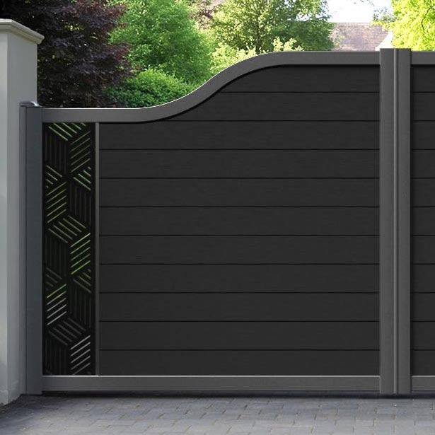 Fusion Cubed Curved Top Driveway Gate - Black - End Screen