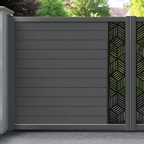 Fusion Cubed Straight Top Driveway Gate - Dark Grey - Middle Screen