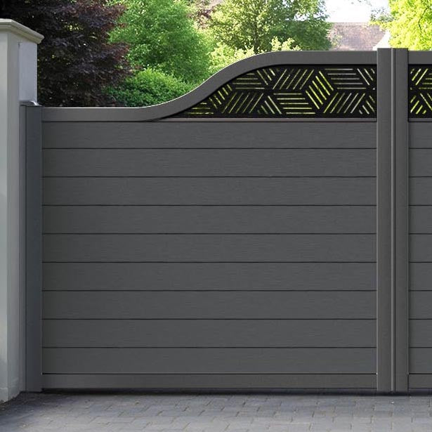 Fusion Cubed Curved Top Driveway Gate - Dark Grey - Top Screen