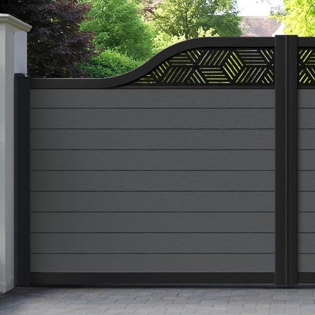 Fusion Cubed Curved Top Driveway Gate - Dark Grey - Top Screen