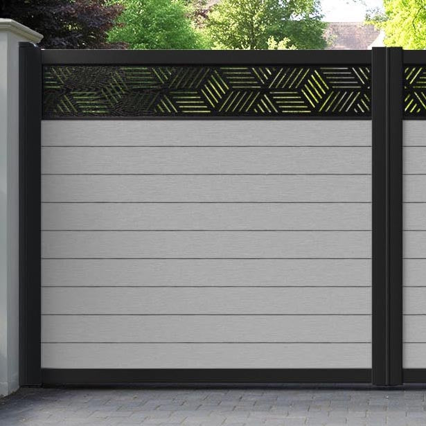 Fusion Cubed Straight Top Driveway Gate - Light Grey - Top Screen