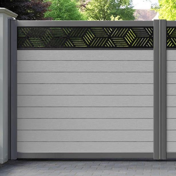 Fusion Cubed Straight Top Driveway Gate - Light Grey - Top Screen