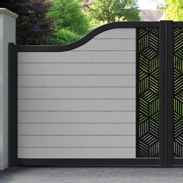 Fusion Cubed Curved Top Driveway Gate - Light Grey - Middle Screen