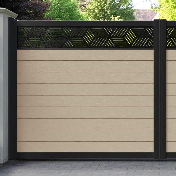 Fusion Cubed Straight Top Driveway Gate - Light Oak - Top Screen