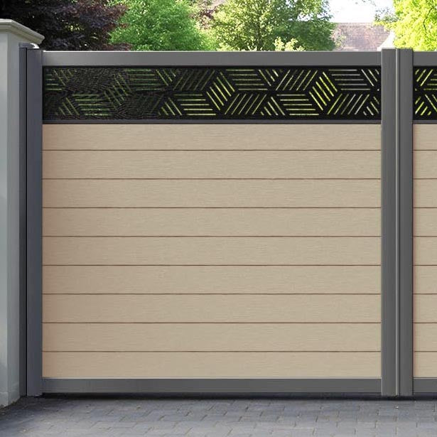 Fusion Cubed Straight Top Driveway Gate - Light Oak - Top Screen