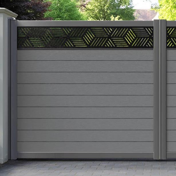 Fusion Cubed Straight Top Driveway Gate - Mid Grey - Top Screen