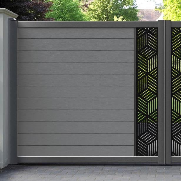 Fusion Cubed Straight Top Driveway Gate - Mid Grey - Middle Screen