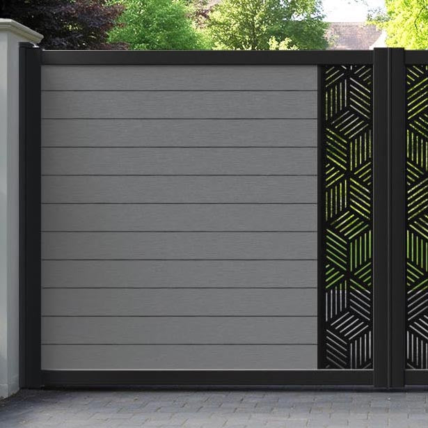 Fusion Cubed Straight Top Driveway Gate - Mid Grey - Middle Screen