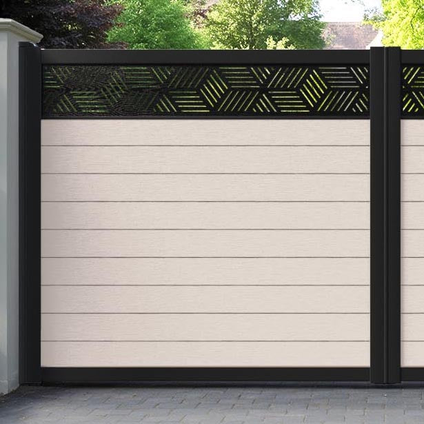 Fusion Cubed Straight Top Driveway Gate - Mid Stone - Top Screen