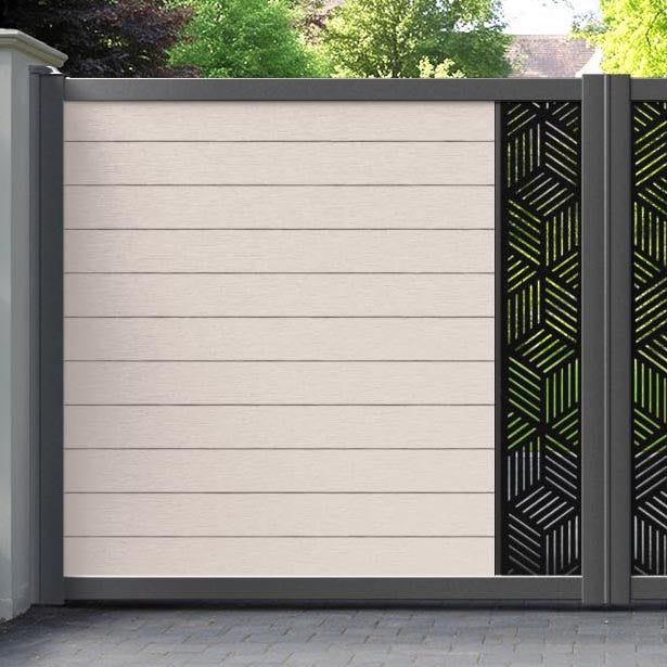 Fusion Cubed Straight Top Driveway Gate - Mid Stone - Middle Screen