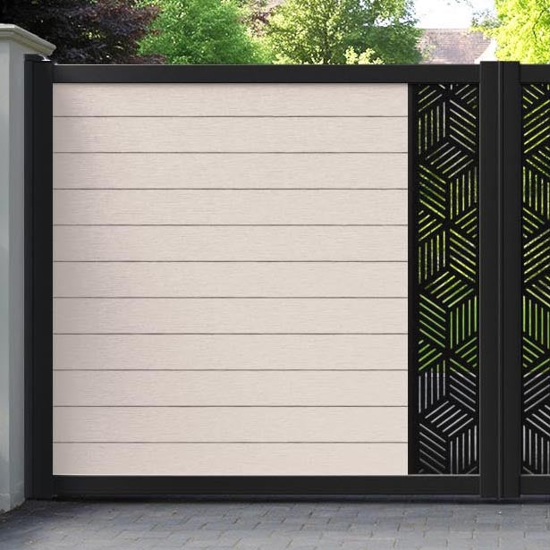 Fusion Cubed Straight Top Driveway Gate - Mid Stone - Middle Screen