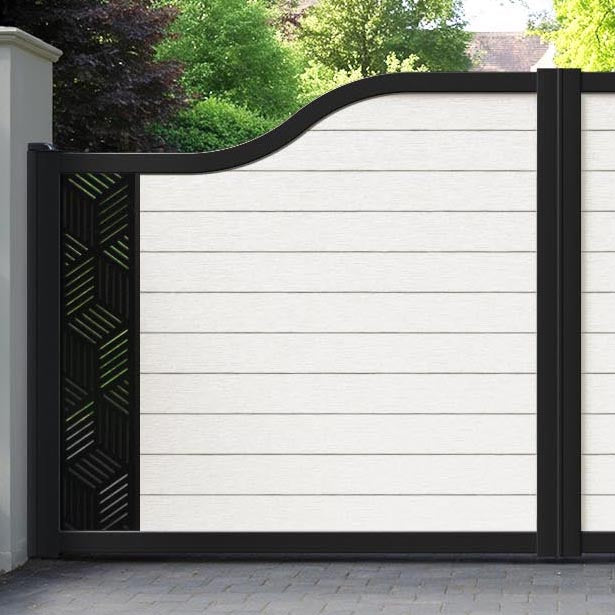 Fusion Cubed Curved Top Driveway Gate - Light Stone - End Screen