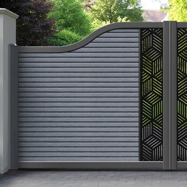 Hudson Cubed Curved Top Driveway Gate - Anthracite - Middle Screen
