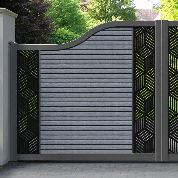 Hudson Cubed Curved Top Driveway Gate - Anthracite - Middle & End Screen