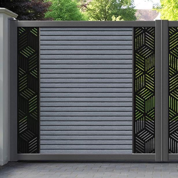 Hudson Cubed Straight Top Driveway Gate - Anthracite - Middle & End Screen