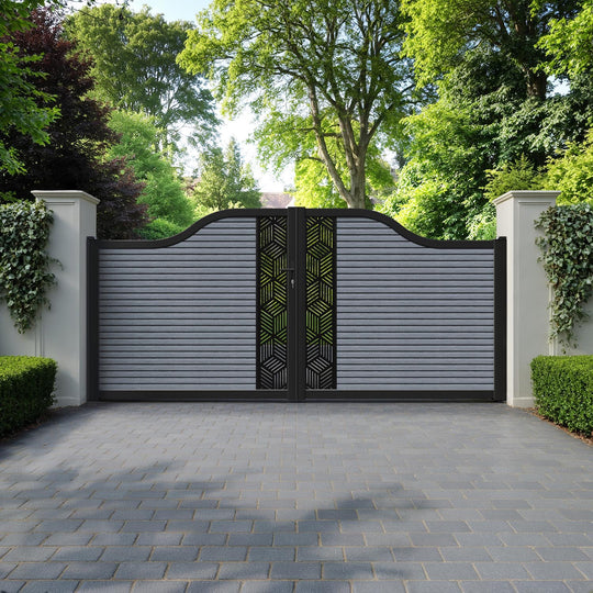 Hudson Cubed Curved Top Driveway Gate - Anthracite - Middle Screen