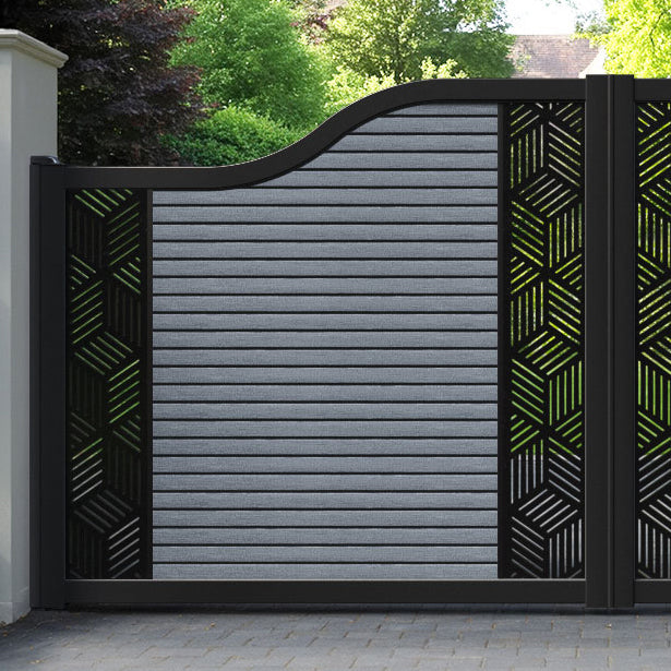 Hudson Cubed Curved Top Driveway Gate - Anthracite - Middle & End Screen