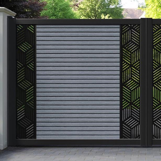 Hudson Cubed Straight Top Driveway Gate - Anthracite - Middle & End Screen
