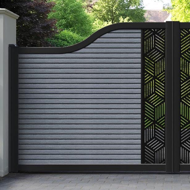 Hudson Cubed Curved Top Driveway Gate - Anthracite - Middle Screen