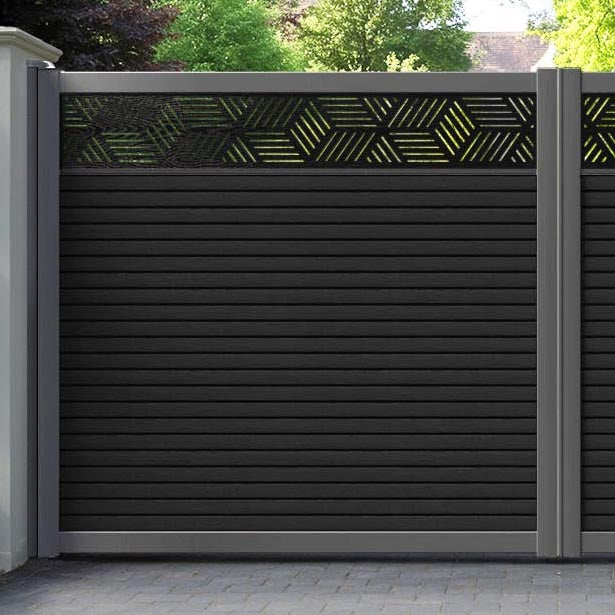 Hudson Cubed Straight Top Driveway Gate - Black - Top Screen