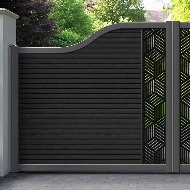 Hudson Cubed Curved Top Driveway Gate - Black - Middle Screen