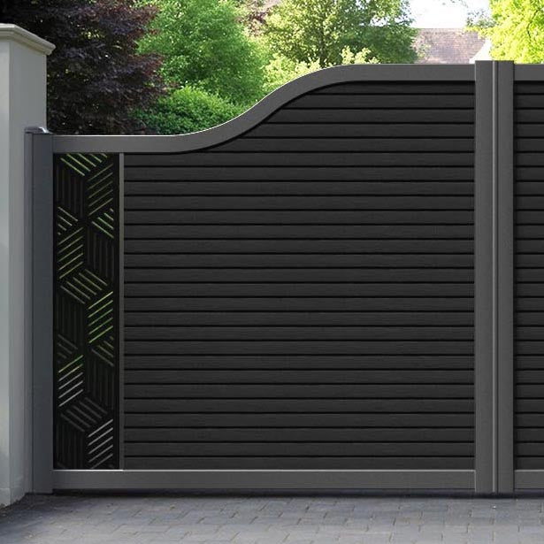 Hudson Cubed Curved Top Driveway Gate - Black - End Screen