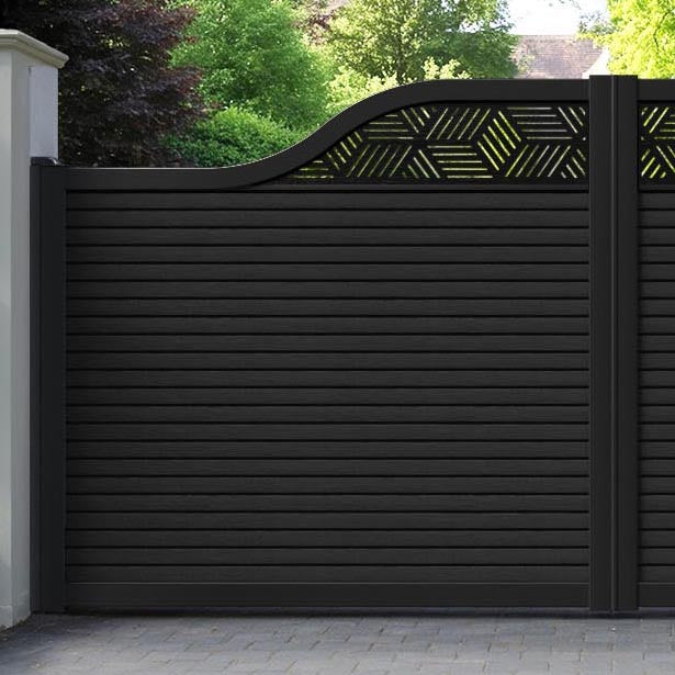 Hudson Cubed Curved Top Driveway Gate - Black - Top Screen
