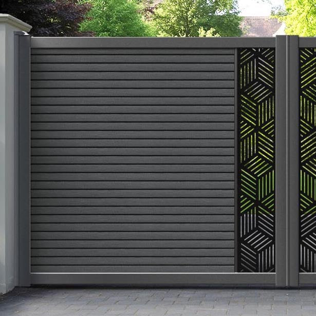 Hudson Cubed Straight Top Driveway Gate - Dark Grey - Middle Screen