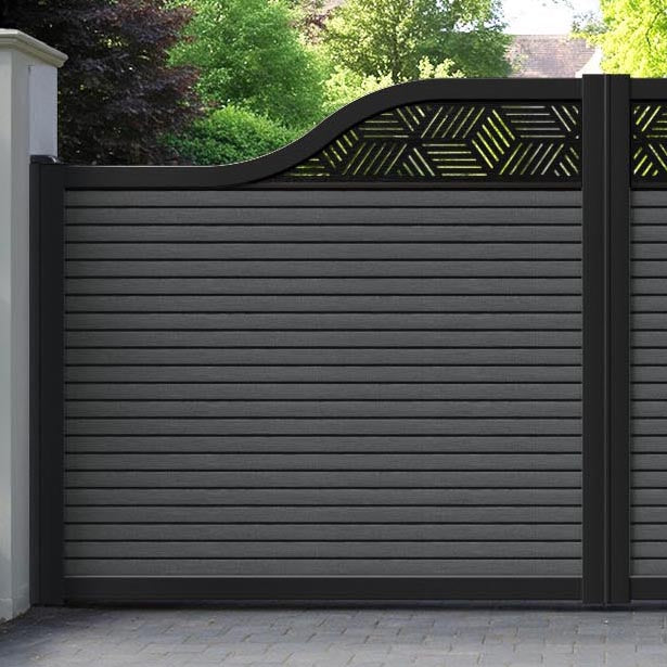 Hudson Cubed Curved Top Driveway Gate - Dark Grey - Top Screen