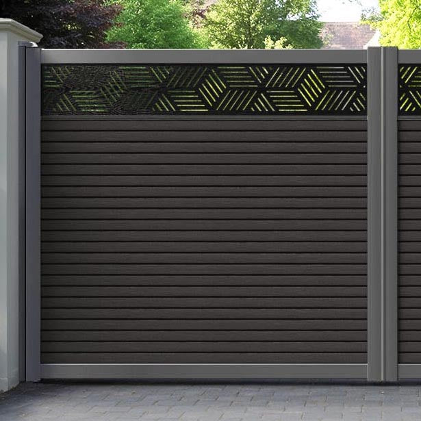 Hudson Cubed Straight Top Driveway Gate - Dark Oak - Top Screen