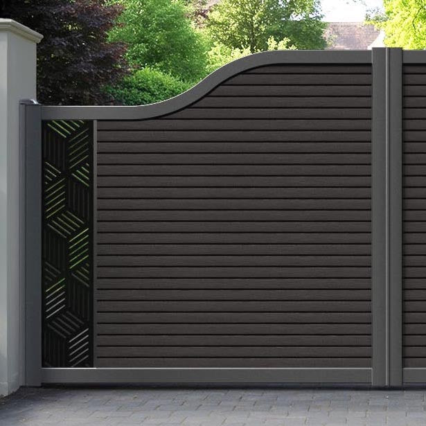 Hudson Cubed Curved Top Driveway Gate - Dark Oak - End Screen