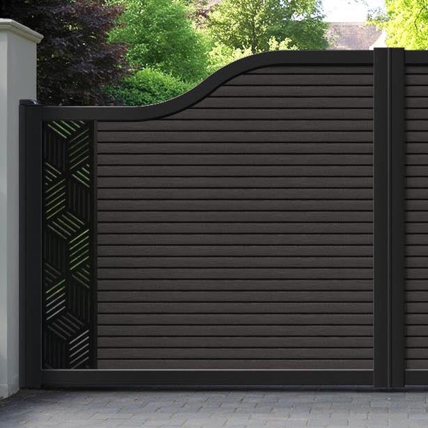 Hudson Cubed Curved Top Driveway Gate - Dark Oak - End Screen