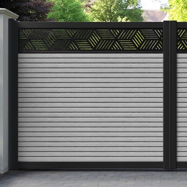 Hudson Cubed Straight Top Driveway Gate - Light Grey - Top Screen