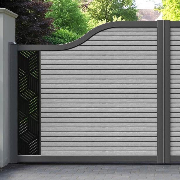 Hudson Cubed Curved Top Driveway Gate - Light Grey - End Screen