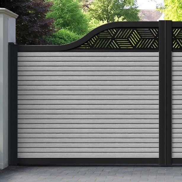 Hudson Cubed Curved Top Driveway Gate - Light Grey - Top Screen