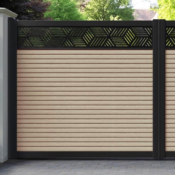 Hudson Cubed Straight Top Driveway Gate - Light Oak- Top Screen