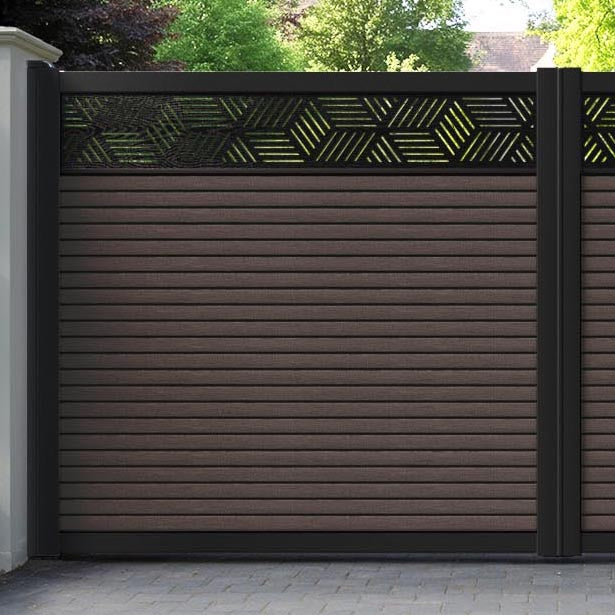 Hudson Cubed Straight Top Driveway Gate - Mid Brown - Top Screen