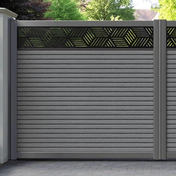 Hudson Cubed Straight Top Driveway Gate - Mid Grey - Top Screen