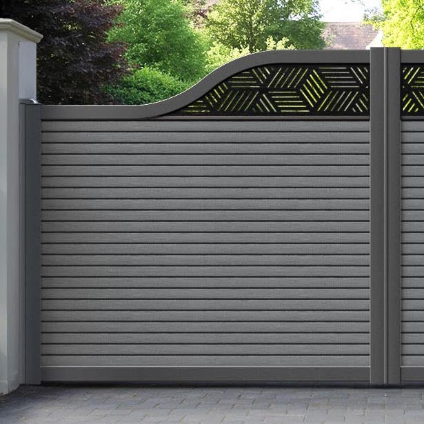 Hudson Cubed Curved Top Driveway Gate - Mid Grey - Top Screen