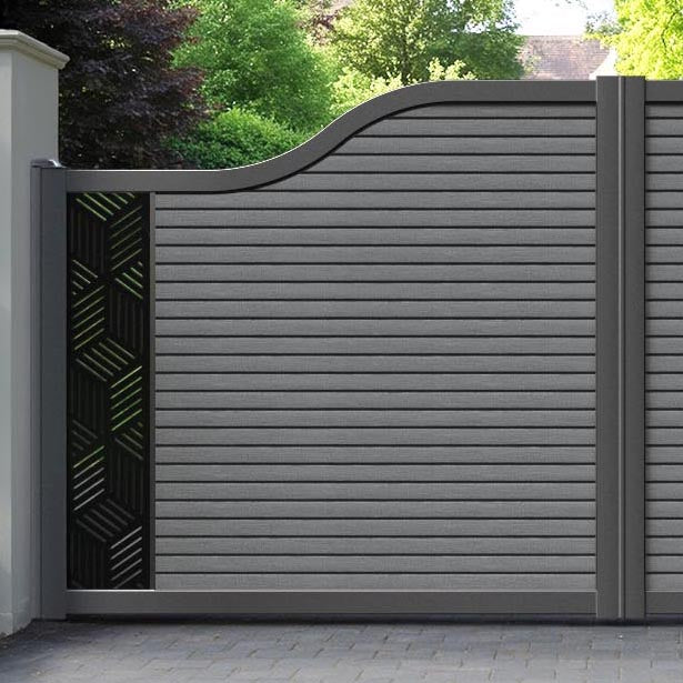 Hudson Cubed Curved Top Driveway Gate - Mid Grey - End Screen